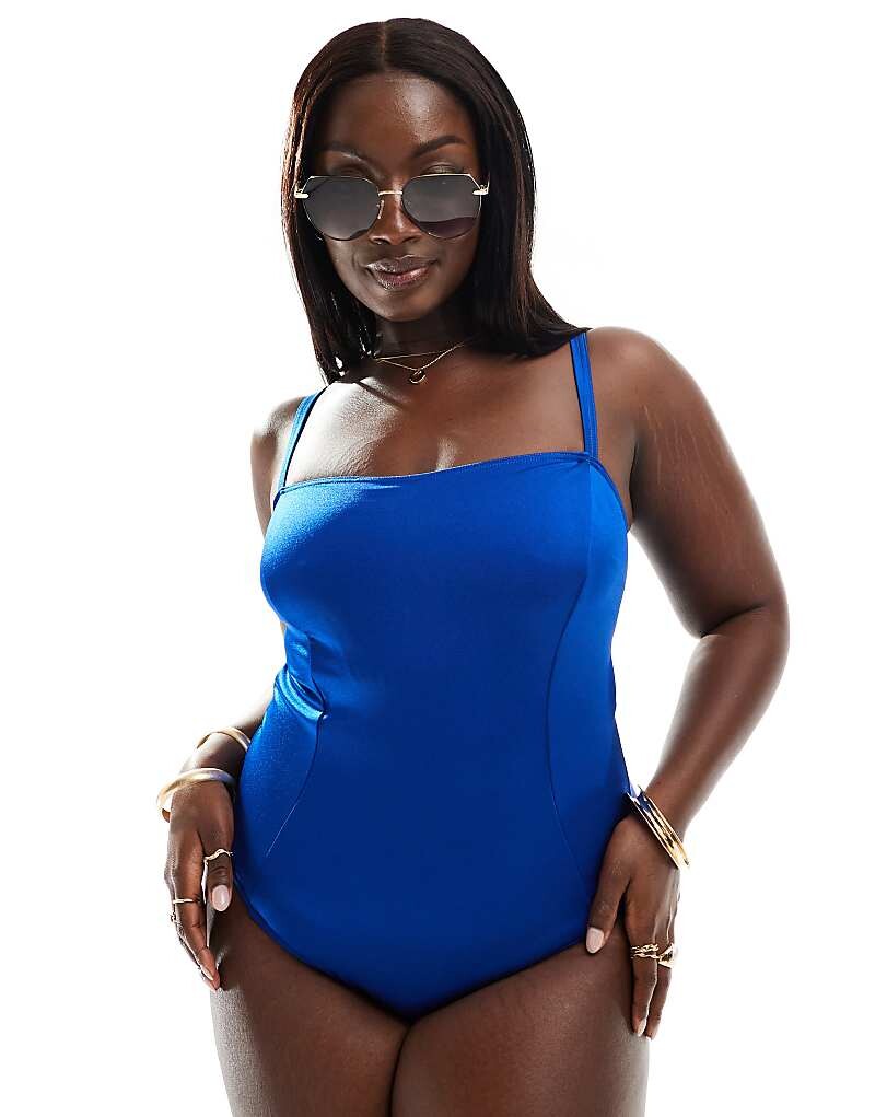 

ASOS DESi Темно-синий купальник с квадратным вырезом и завязками GN Curve