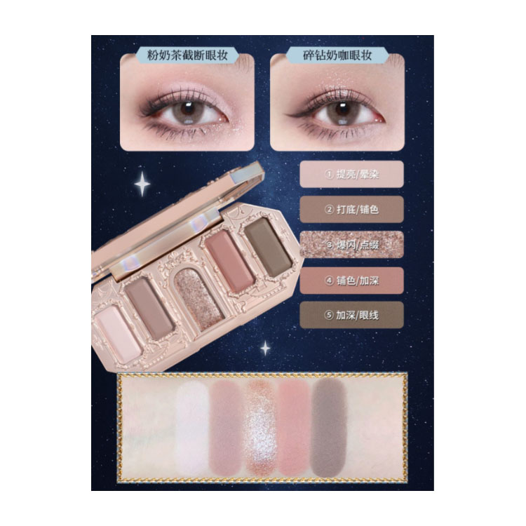 Набор косметики FlowerKnows Moonlight Mermaid Box, легко растушевывается, естественный, стойкий, устойчивый к размазыванию, комплект из пяти предметов Flower Knows — фото 3
