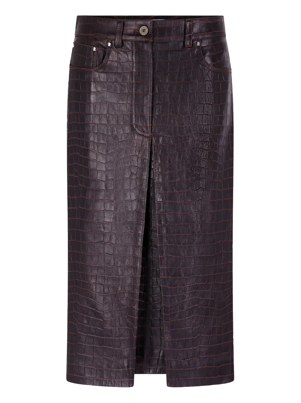 

Юбка с тиснением под кожу крокодила Rabanne, коричневый
