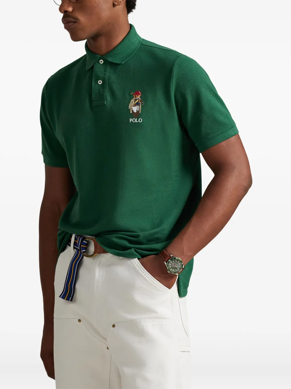 Рубашка поло с вышивкой Polo Ralph Lauren, зеленый — фото 3