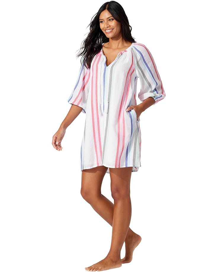 

Пляжное платье Tommy Bahama Multi Stampedripe Dobby Square Neck Dress, белый