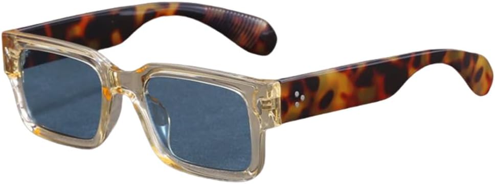 

Модные солнцезащитные очки контрастных цветов для женщин, ретро-очки с леопардовым принтом и градиентом, защита от УФ-излучения UV400 для мужчин, трендовые панк-очки с заклепками TYUVIVO, Yellow Blue Leopard