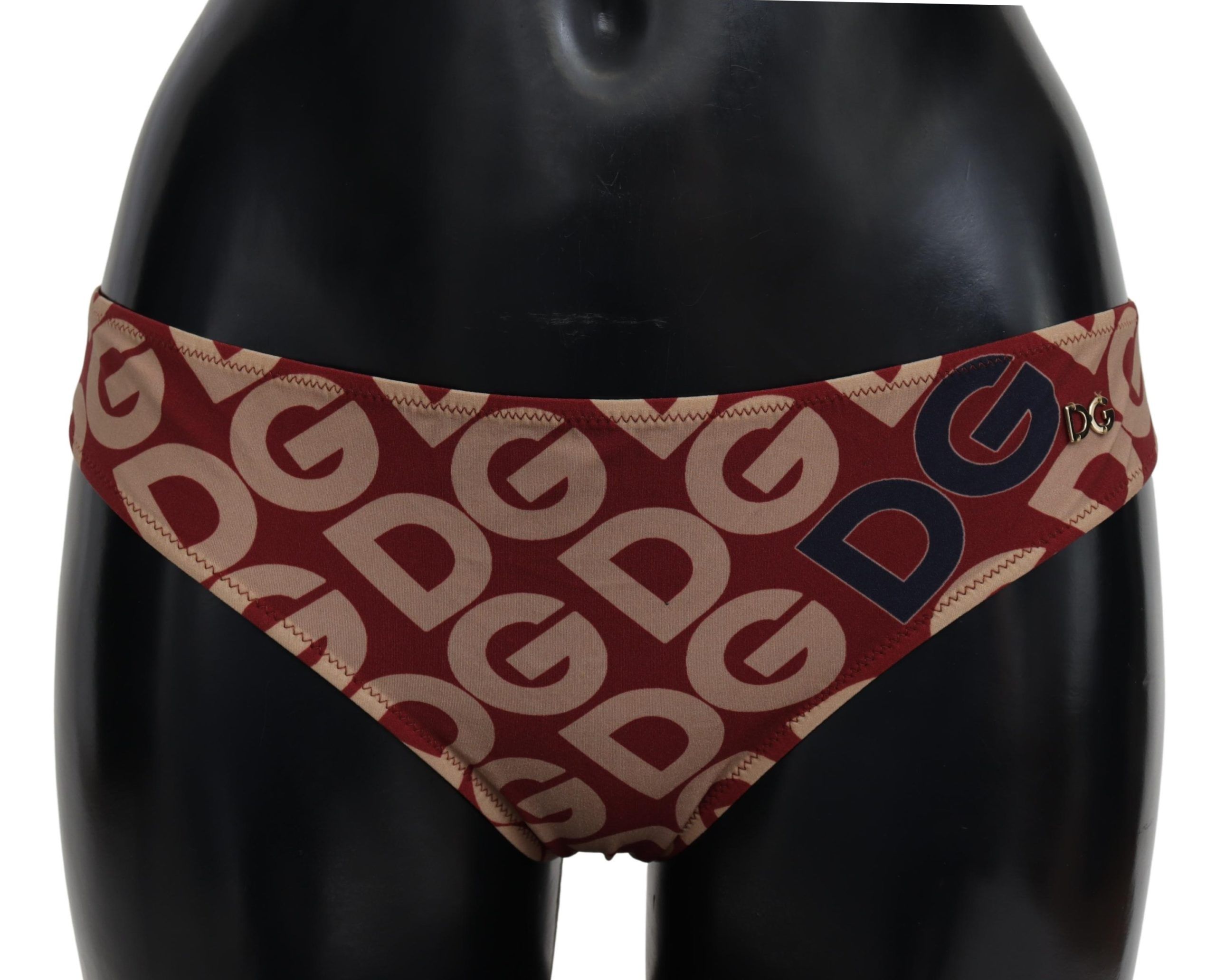 Шикарные плавки бикини с принтом логотипа Maroon Beige Dolce & Gabbana, цвет Multicolor Logo Print
