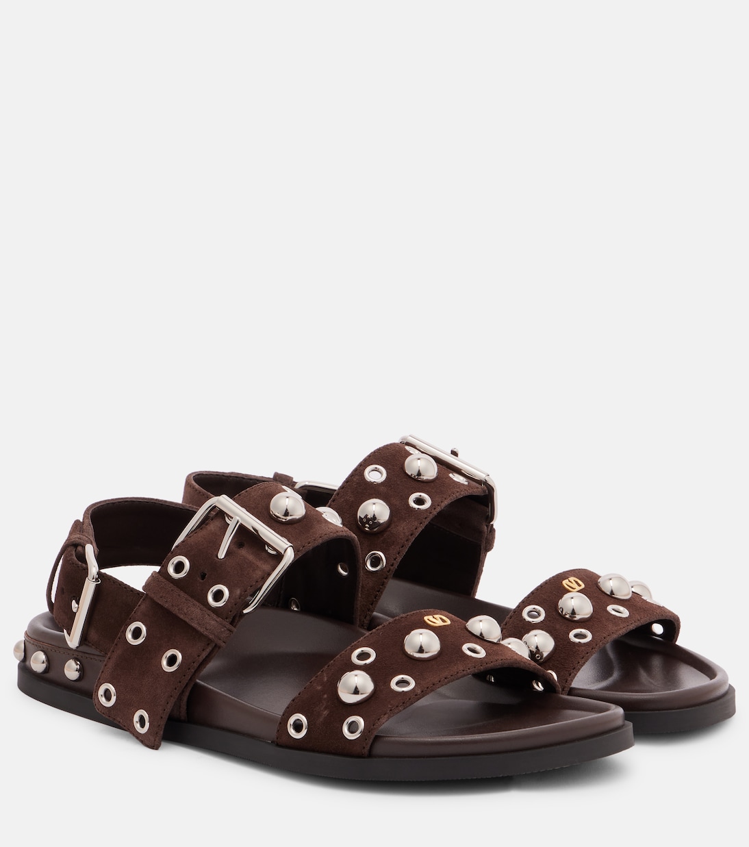 Сандалии из замши Nellcôte с шипами Valentino Garavani, Testa Di Moro