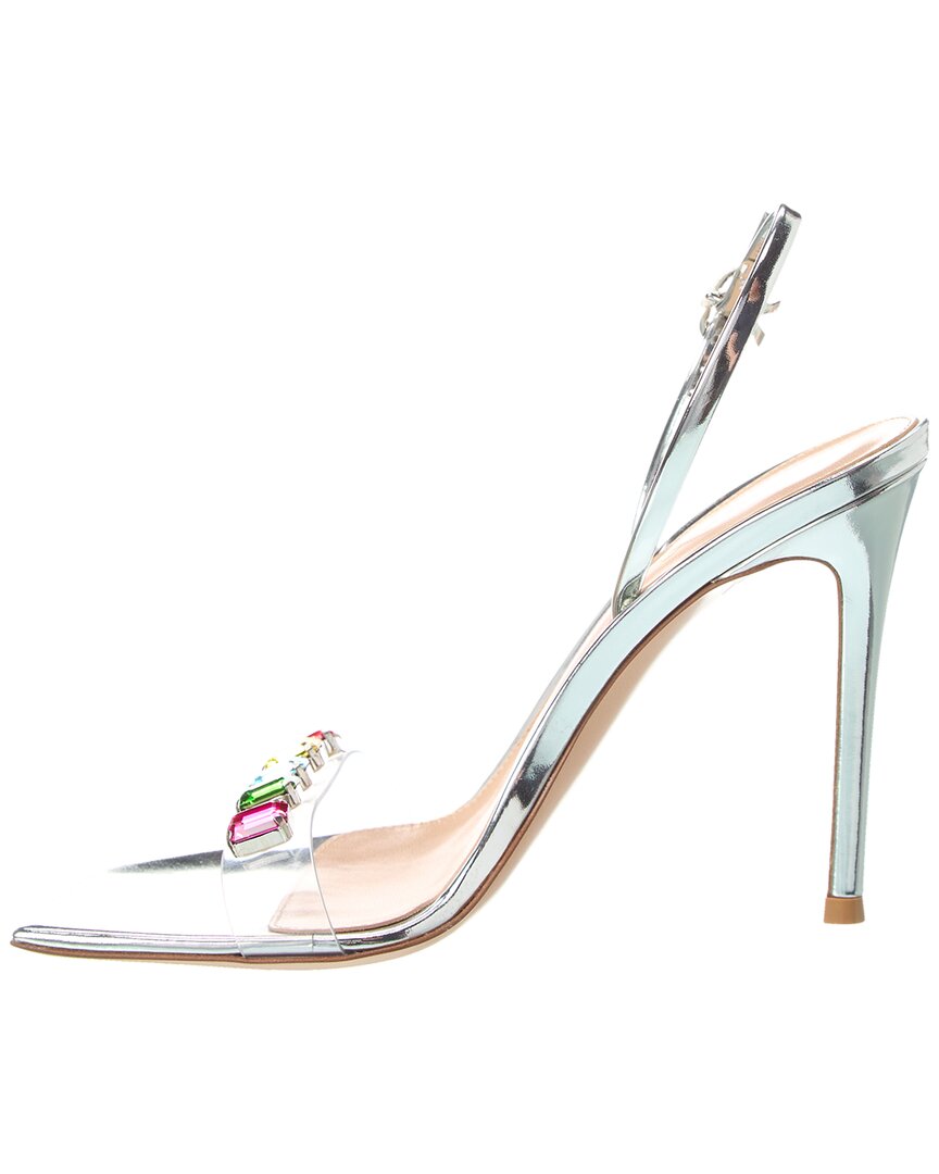Gianvito Rossi Ribbon Candy 105 Босоножки на шпильке из винила и кожи с ремешком, мультиколор — фото 2