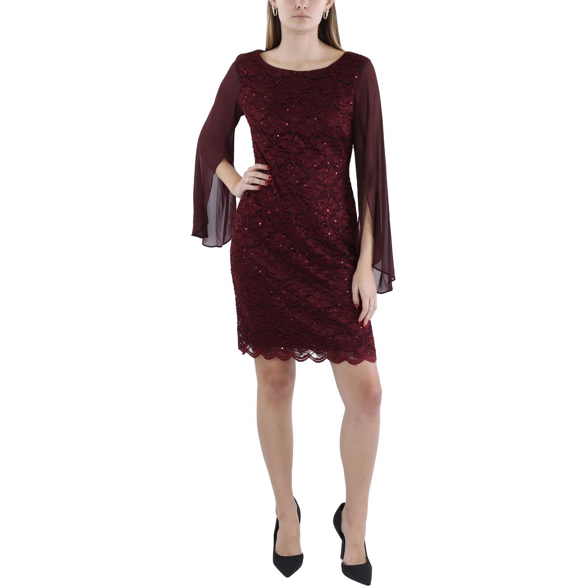 

Женское кружевное платье-футляр длиной до колена Connected Apparel, бордовый