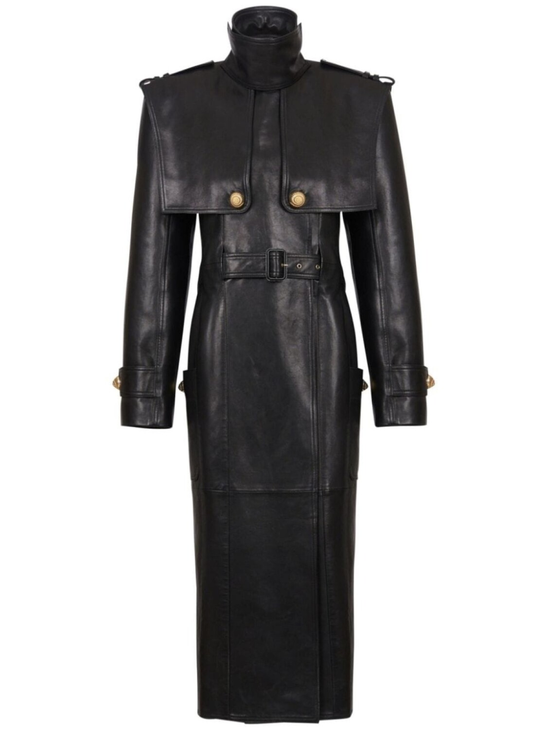 

Balmain кожаный тренч с поясом, черный