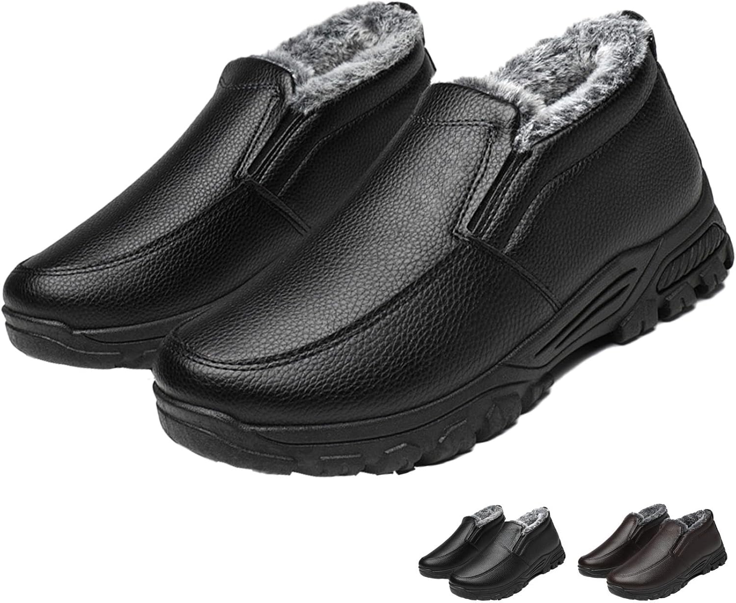 

Мужские зимние ботинки GHTRHSB с водонепроницаемой и утепленной меховой подкладкой, ботинки с противоскользящей подошвой, слипоны для снега, черный