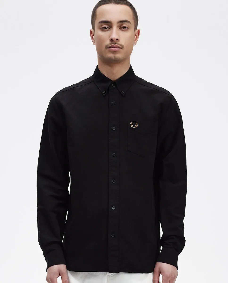 

Мужская однотонная рубашка Оксфорд с длинным рукавом Fred Perry, черный