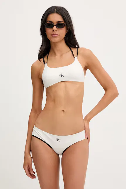 Купальник раздельный топ с логотипом Calvin Klein, бежевый — фото 2