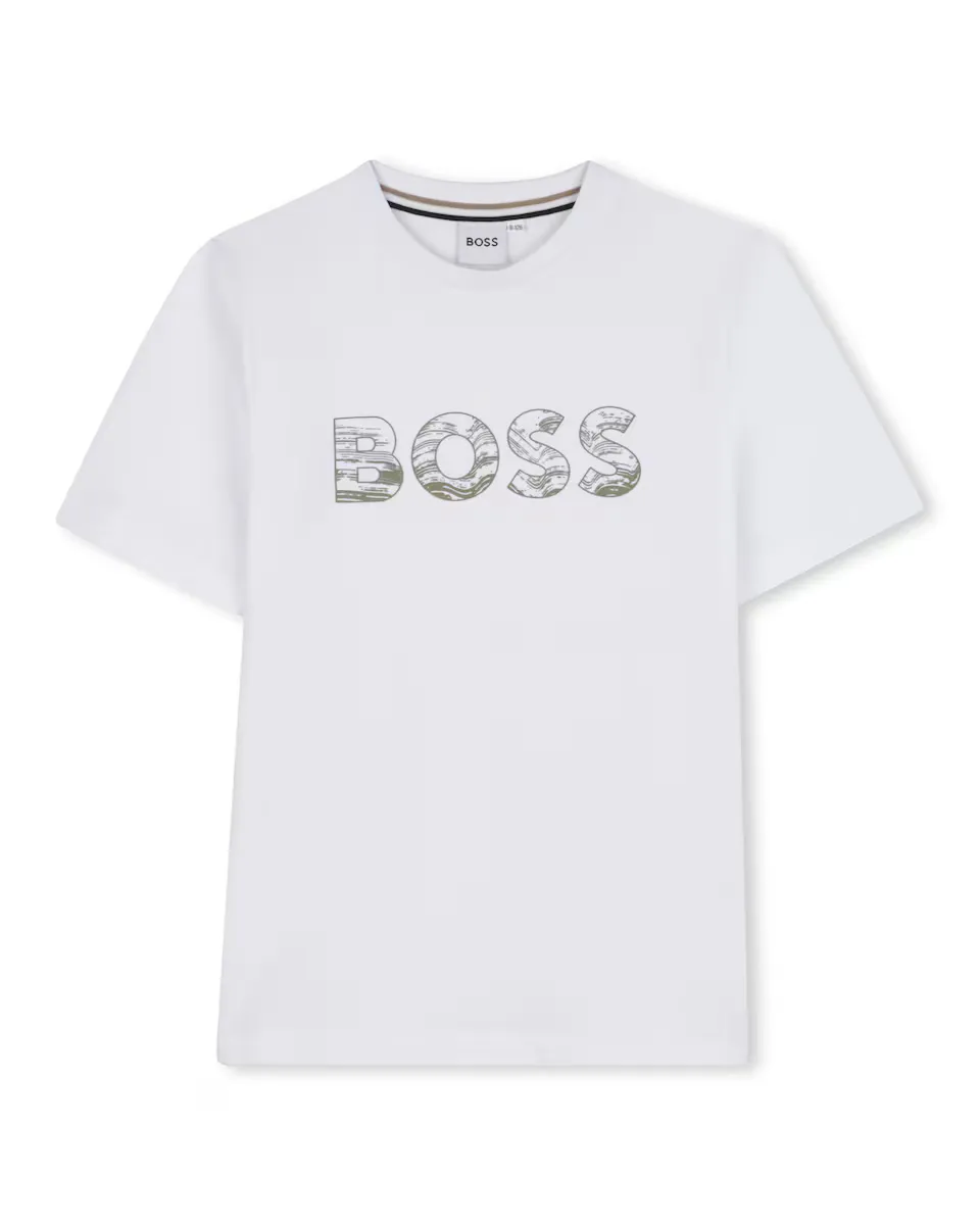 

Детская хлопковая футболка BOSS Kidswear, белый