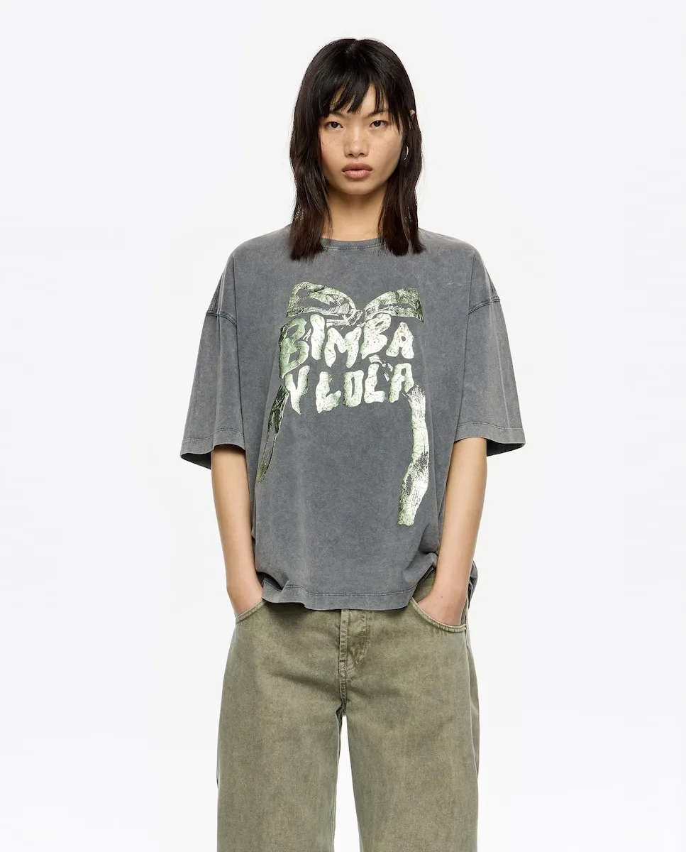 

Женская футболка с логотипом в виде банта Bimba Y Lola, светло-серый