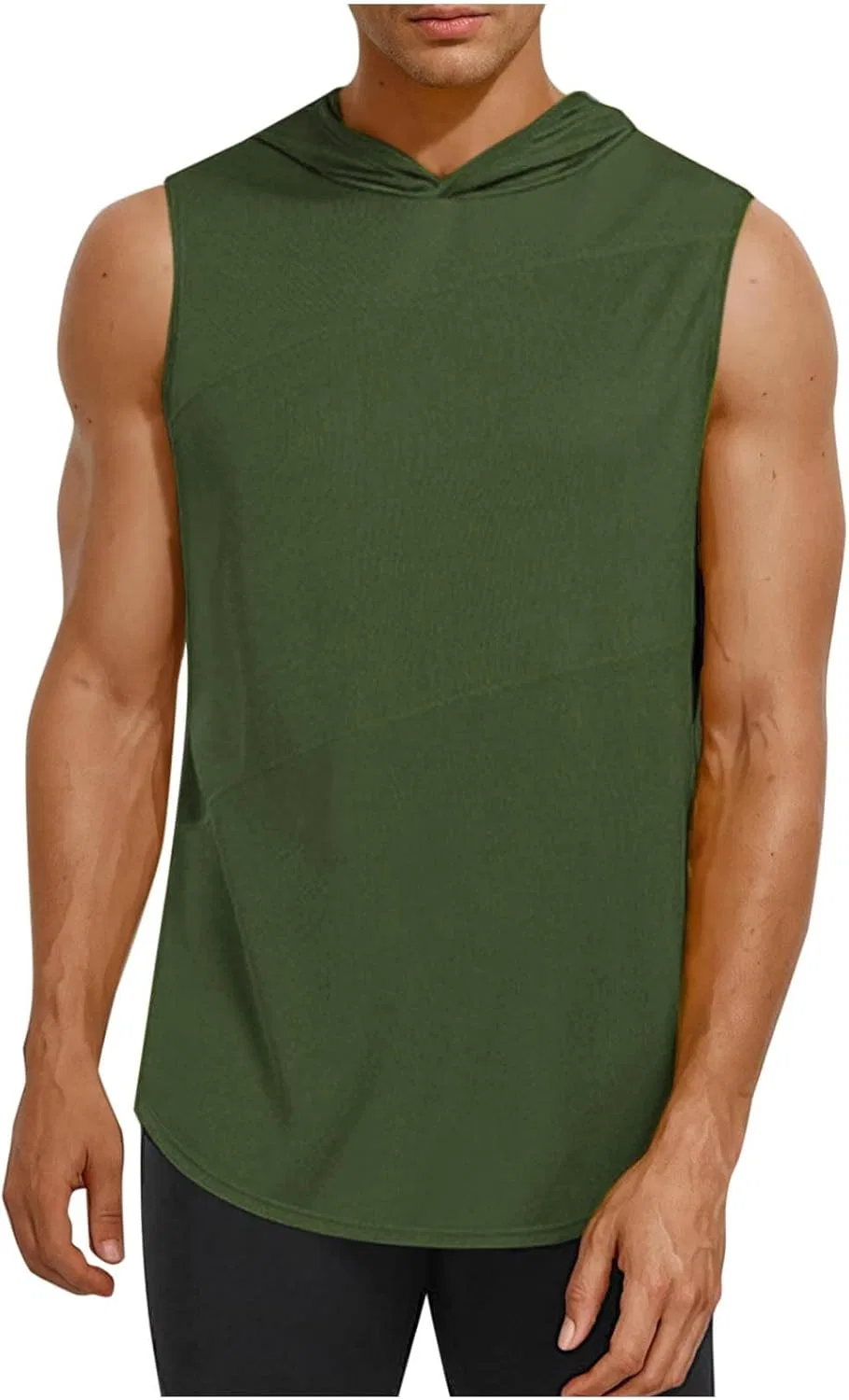 Мужская майка-капюшон с коротким рукавом, Army Green