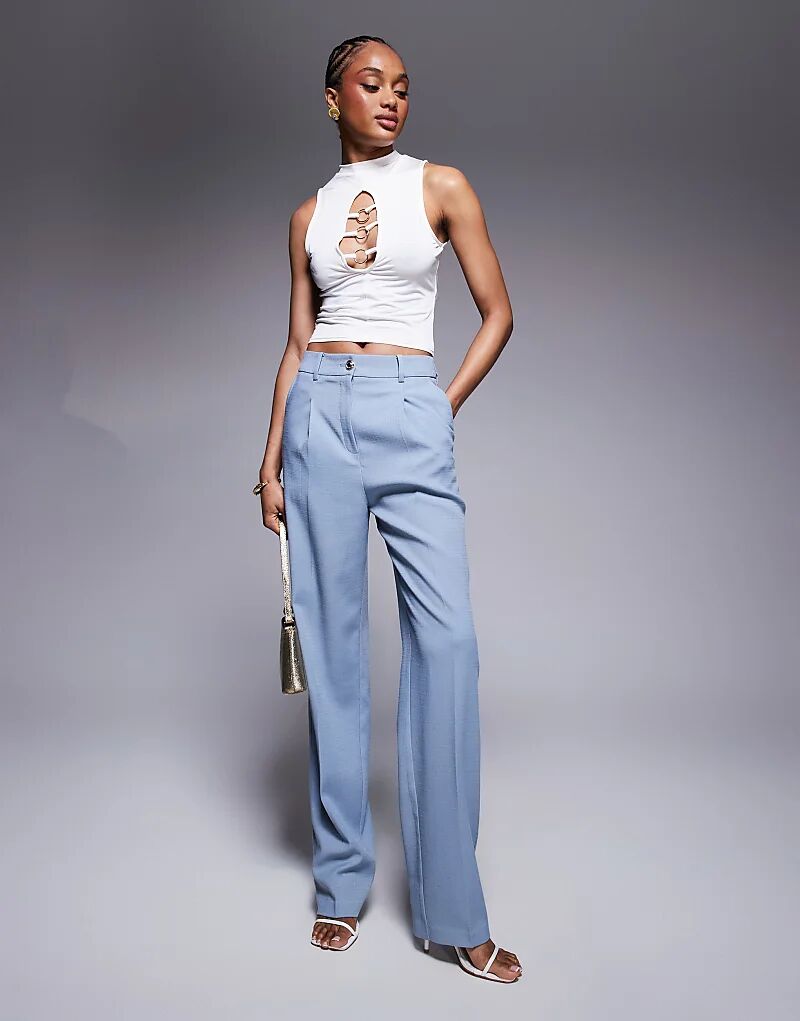

Широкие брюки ASOS DESIGN Tall с золотыми пуговицами синего цвета