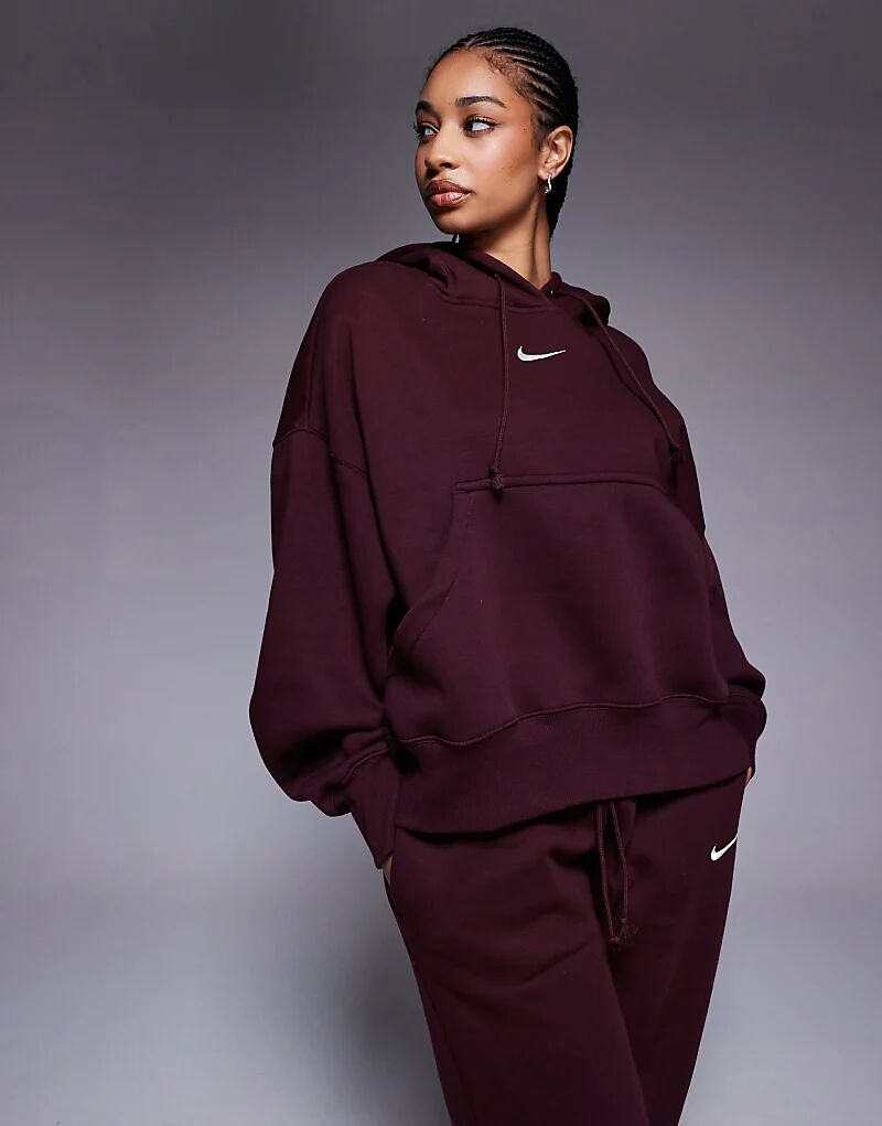 

Толстовка оверсайз Nike Phoenix Fleece бордового цвета