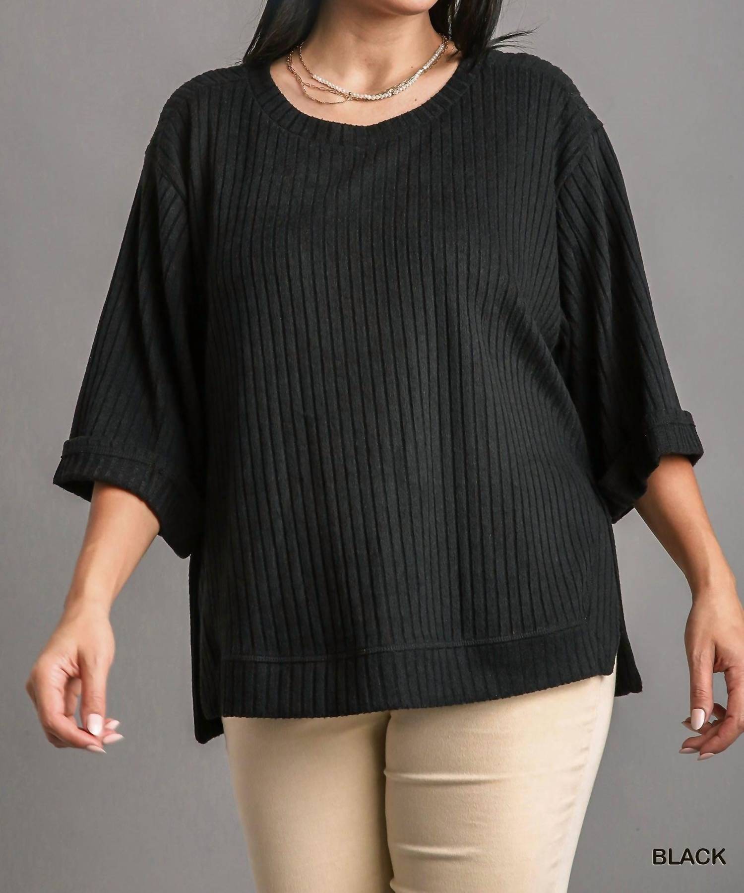 

Топ Curvy Look This Way в рубчик, черный Umgee