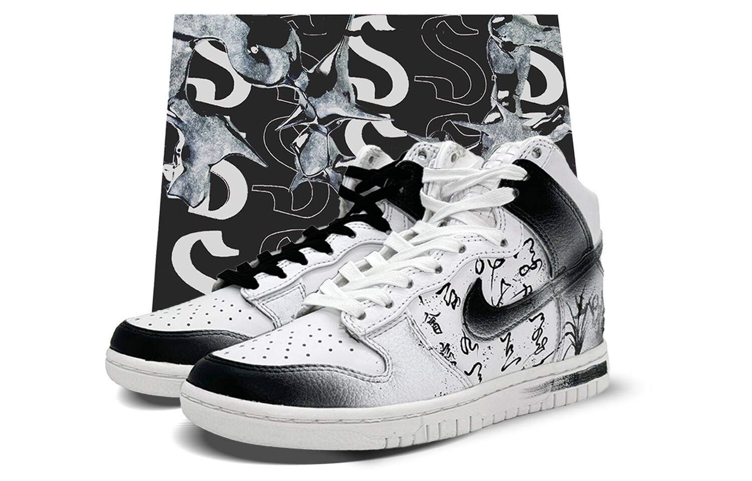 

Кроссовки Nike Dunk High Skateboarding Shoes Unisex High-top Black/white, белый