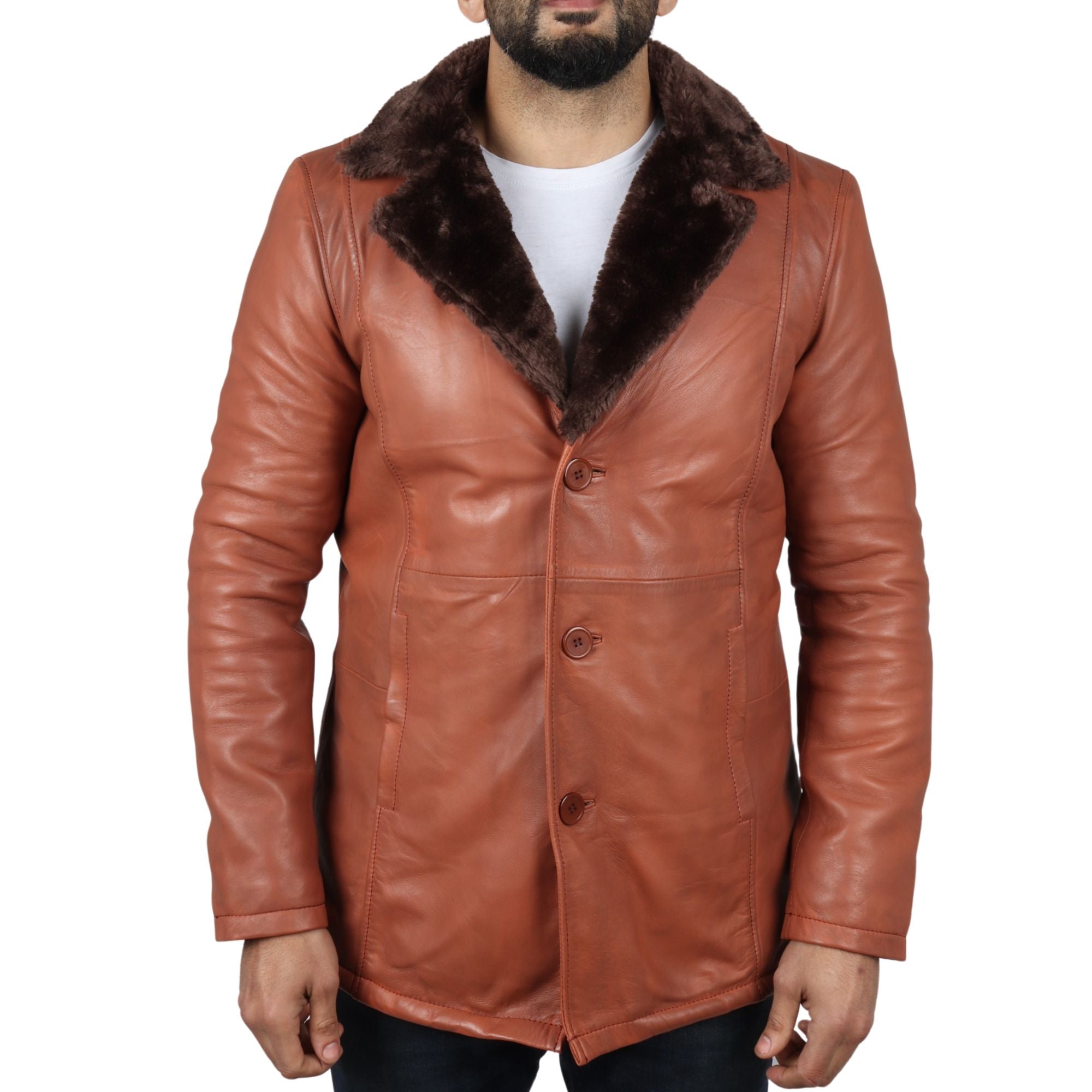 

Пальто с подкладкой из натуральной кожи и меха TruClothing, цвет tan