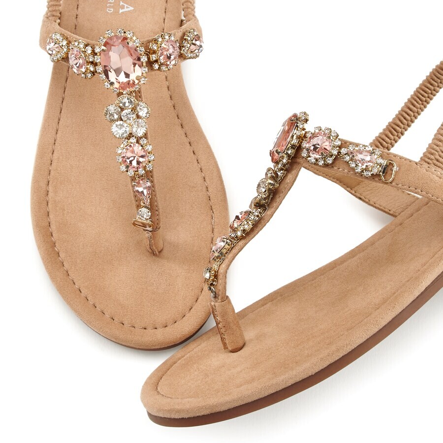 Сандалии с т-образным ремешком LASCANA T-Bar Sandals, бежевый — фото 4