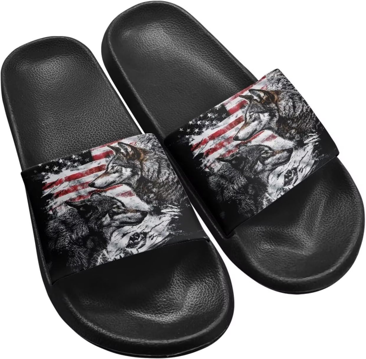 

Тапочеки Jrysaedy House Slides, American Flag Wolf Pack