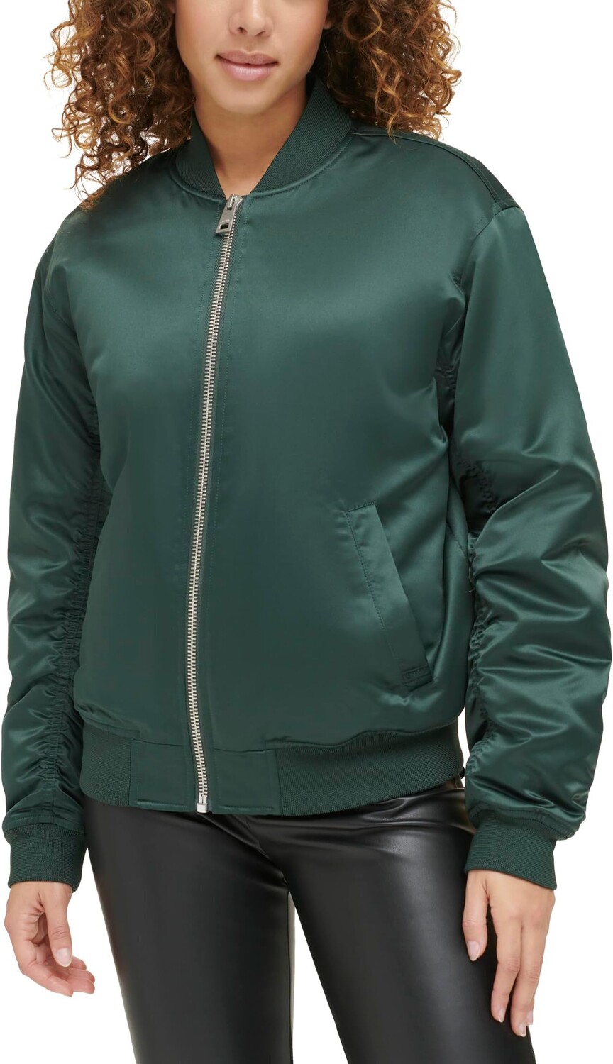 

Куртка Levi's Fashion Bomber with Ruching on Sleeves, цвет Darkest Spruce