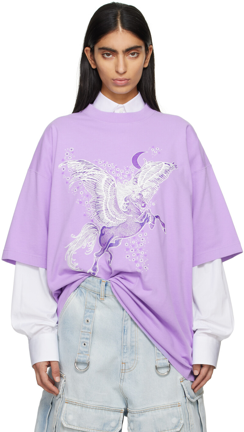 

Фиолетовая футболка с летающим единорогом Vetements, цвет Lilac