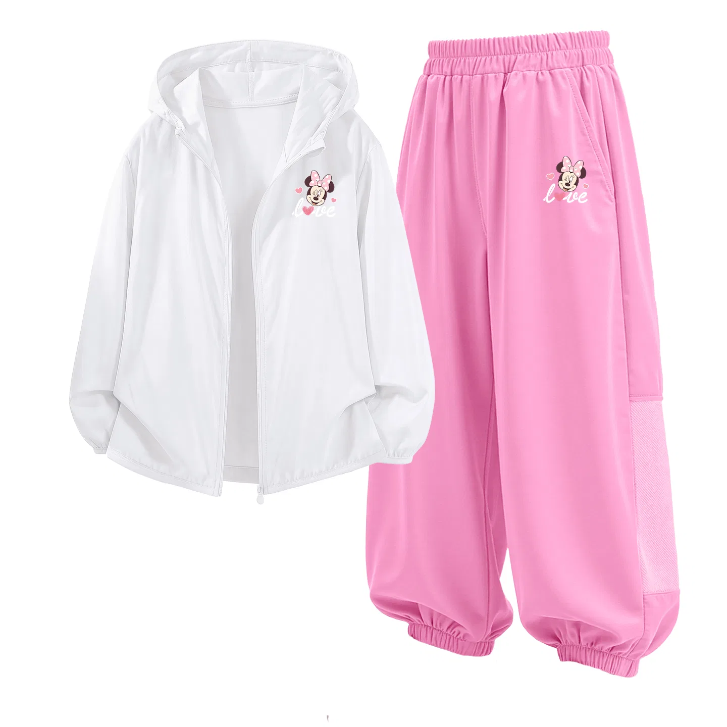 Детский спортивный костюм Disney Kids Casual Sportswear с капюшоном, белый/розовый