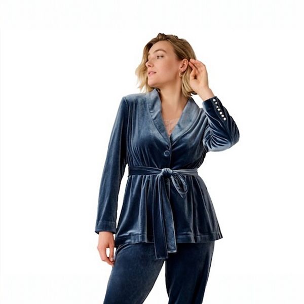 

Плюс сайз пиджак с поясом из вельвета Ellos