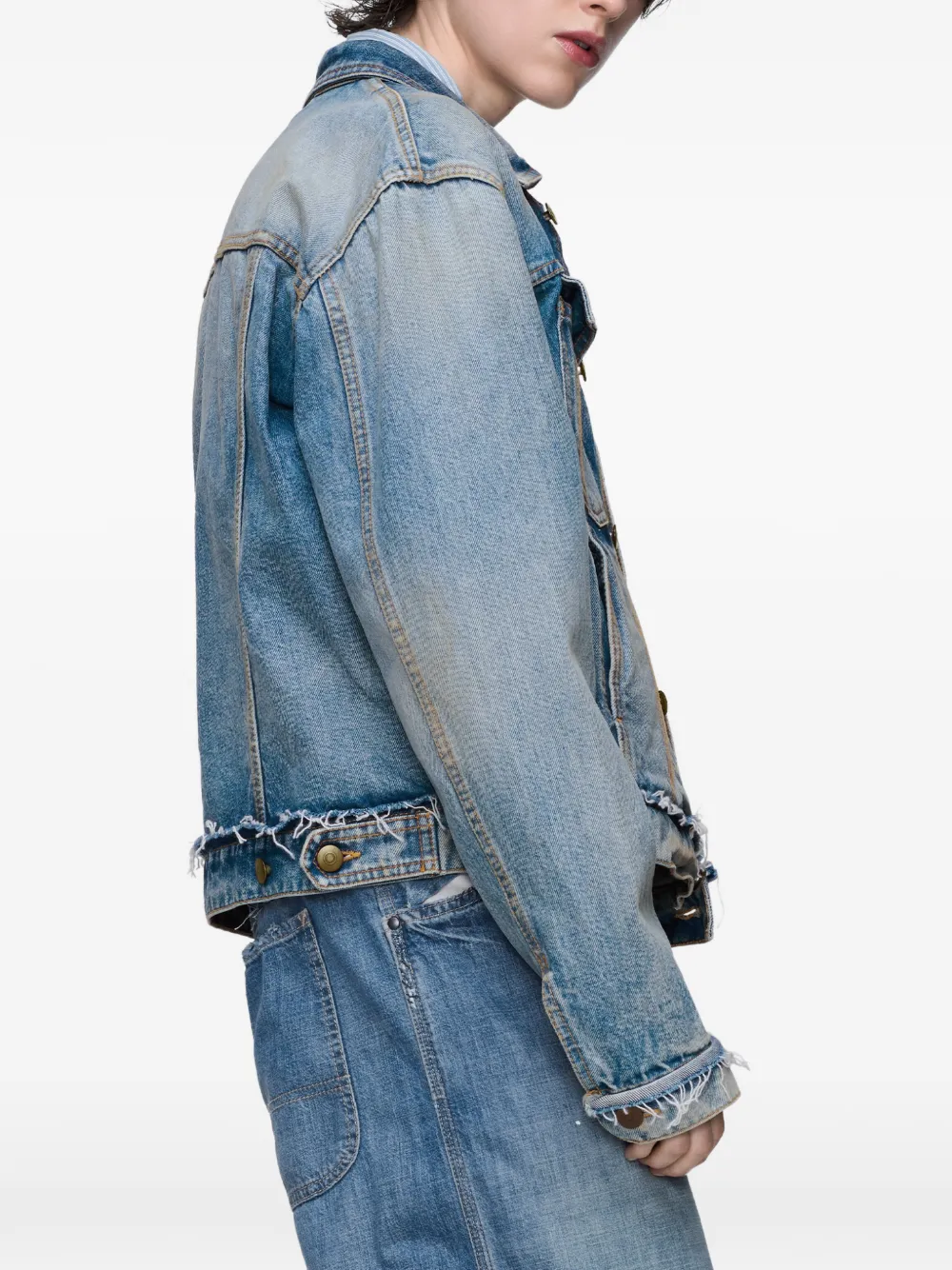 Джинсовая куртка с необработанными краями Maison Margiela, синий — фото 4