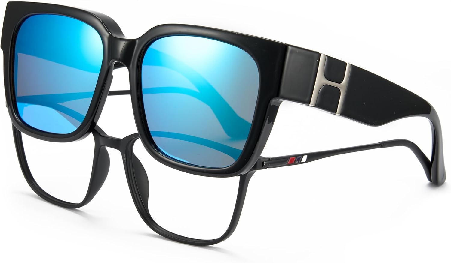 

Солнцезащитные очки Cyxus Fit Over для женщин, модные дизайнерские очки большого размера с поляризацией, защита от УФ-излучения UV400 для вождения, P1185, Less 5.86x1.92in-black/Ice Blue-p1185