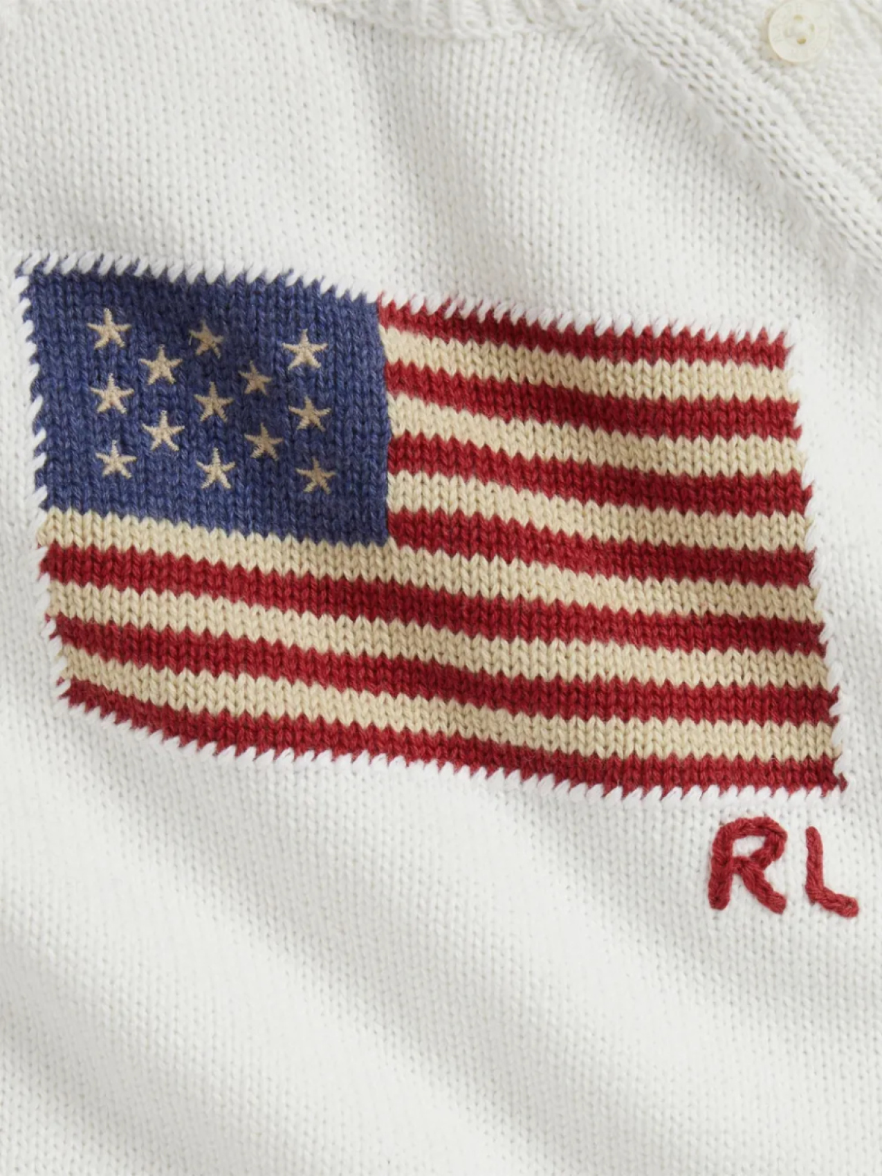 POLO RALPH LAUREN KIDS вязаный комбинезон с флагом интарсии, белый — фото 3