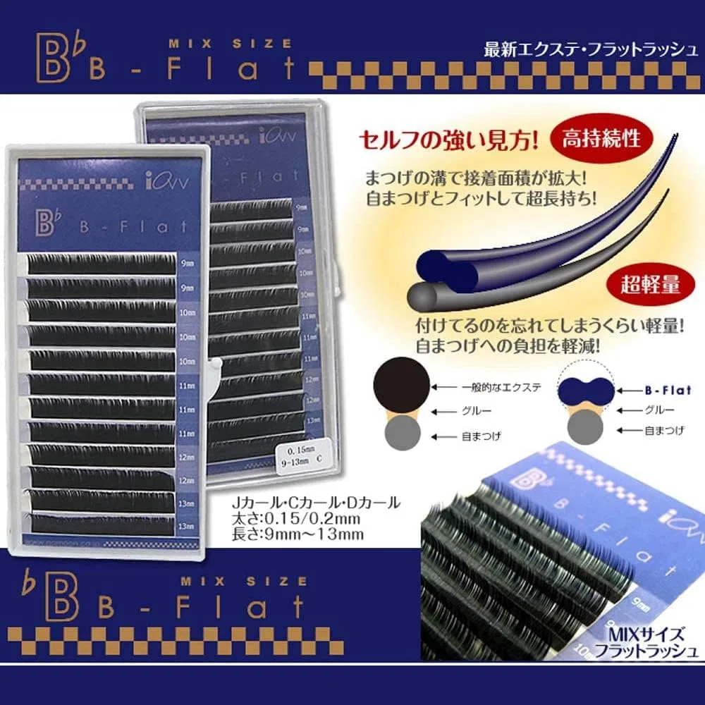 Ресницы плоские B-FLAT Flat Lash, смешанные 9-13 мм, черные, IOVV — фото 4