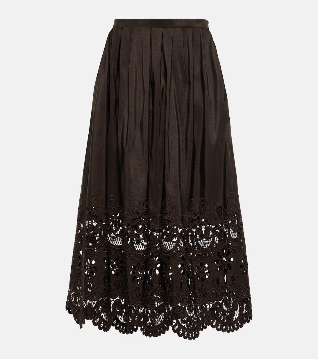 

Юбка миди из шелка Broderie Anglaise Valentino, Dark Fudge