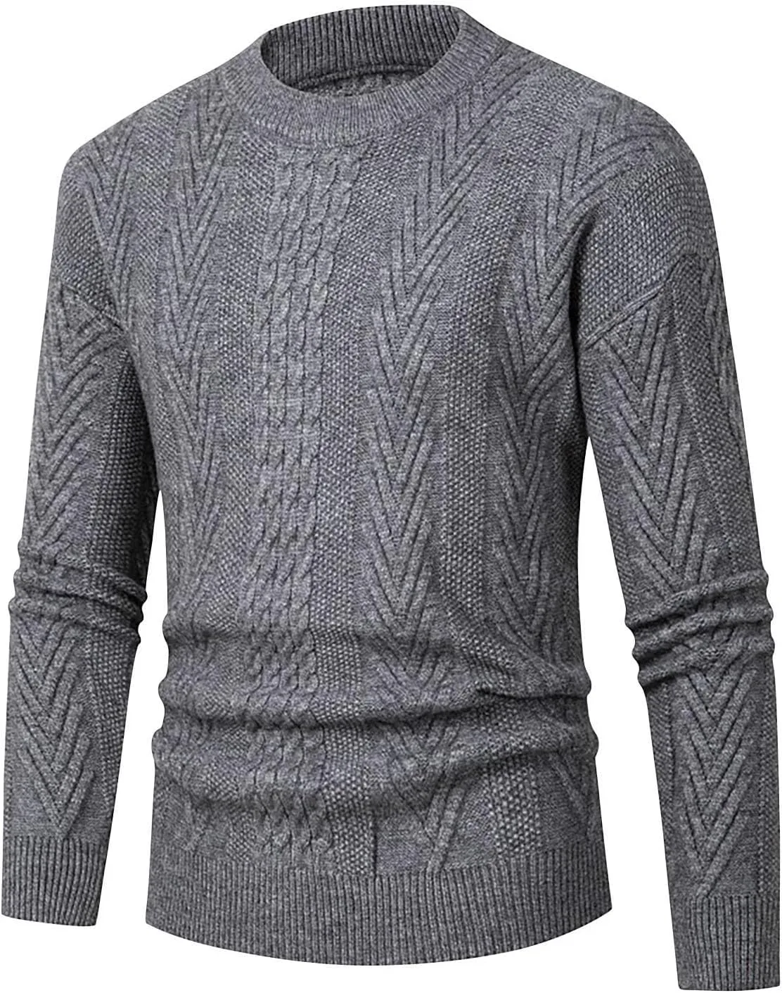 

Мужской свободный свитер с круглым вырезом, эластичный, однотонный