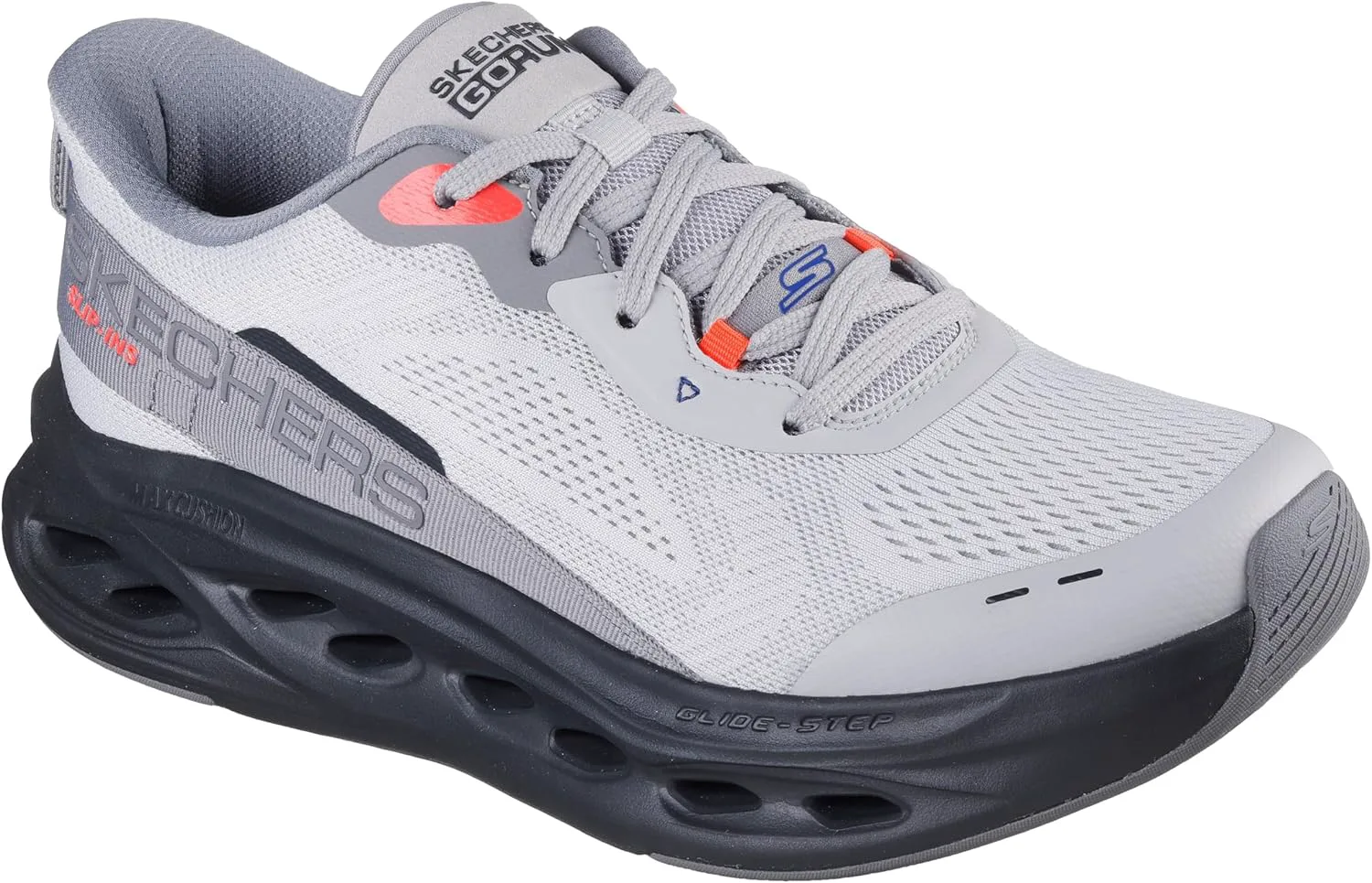 Мужские кроссовки Skechers Max Cushioning Glide Step с амортизацией, надевание без помощи рук, серый/черный — фото 4