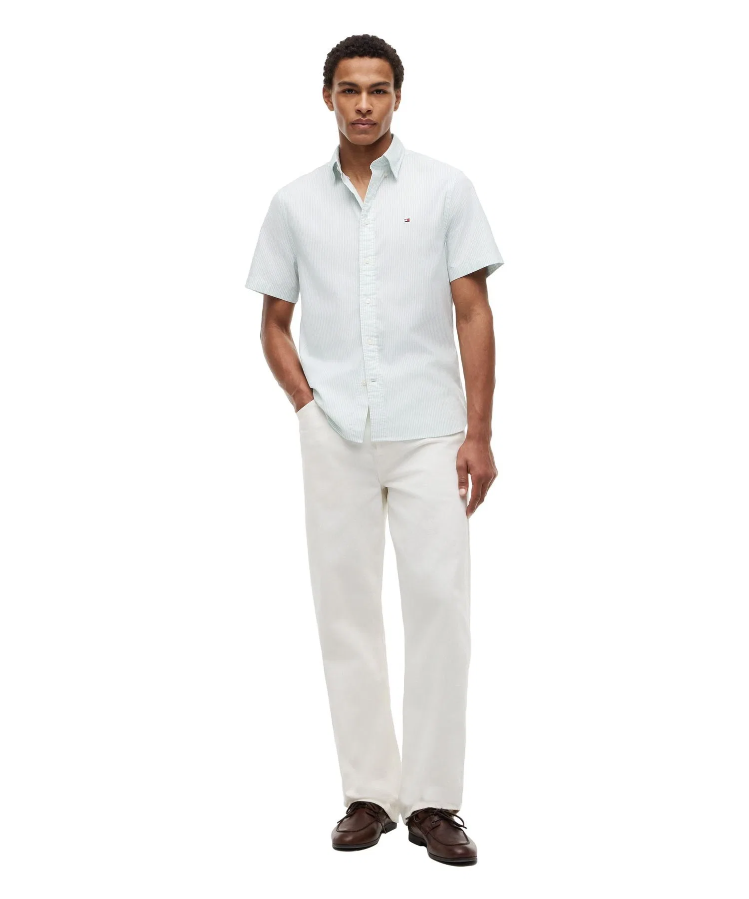 Мужская рубашка TOMMY HILFIGER Oxford Stripe Short Sleeve — фото 2