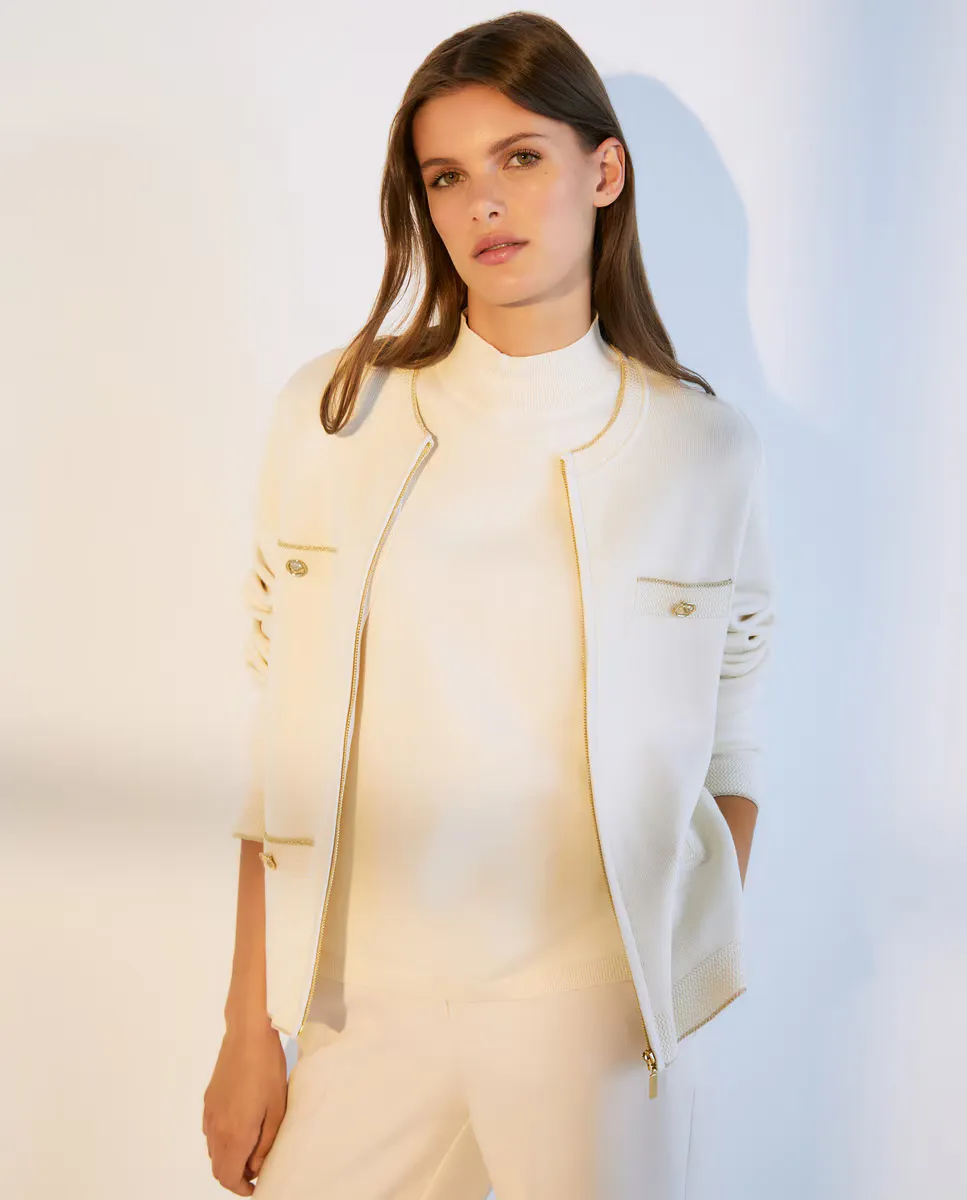

Короткая женская вязаная куртка на молнии Woman El Corte Inglés, цвет 120 Crudo