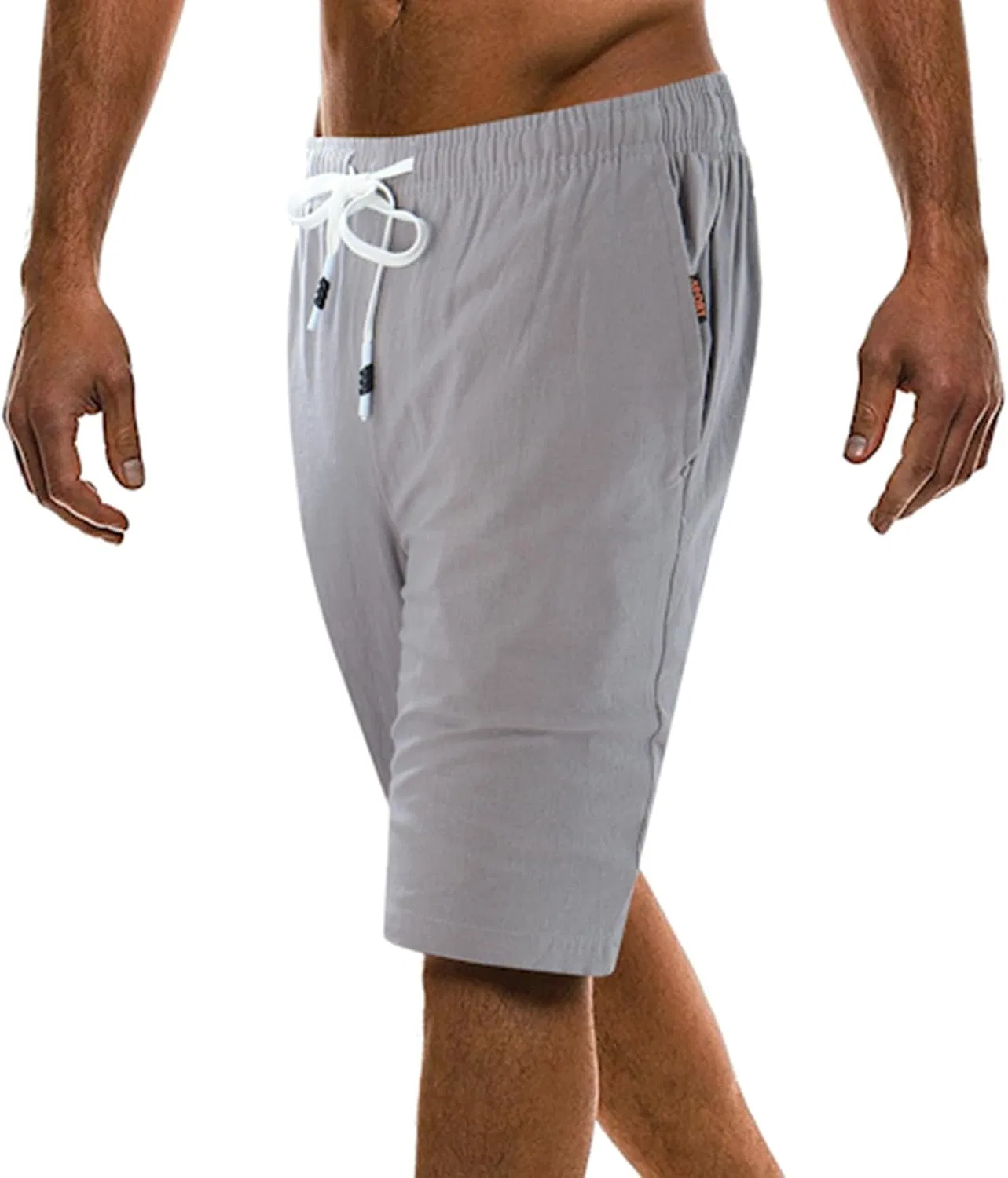Шорты летние льняные, бренд Generic, серые — фото 3