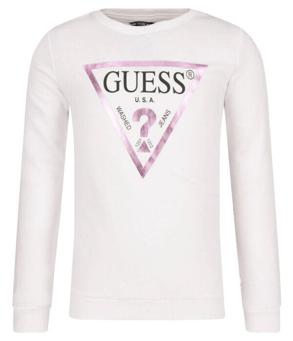

Толстовка Guess Regular Fit, белый / розовый