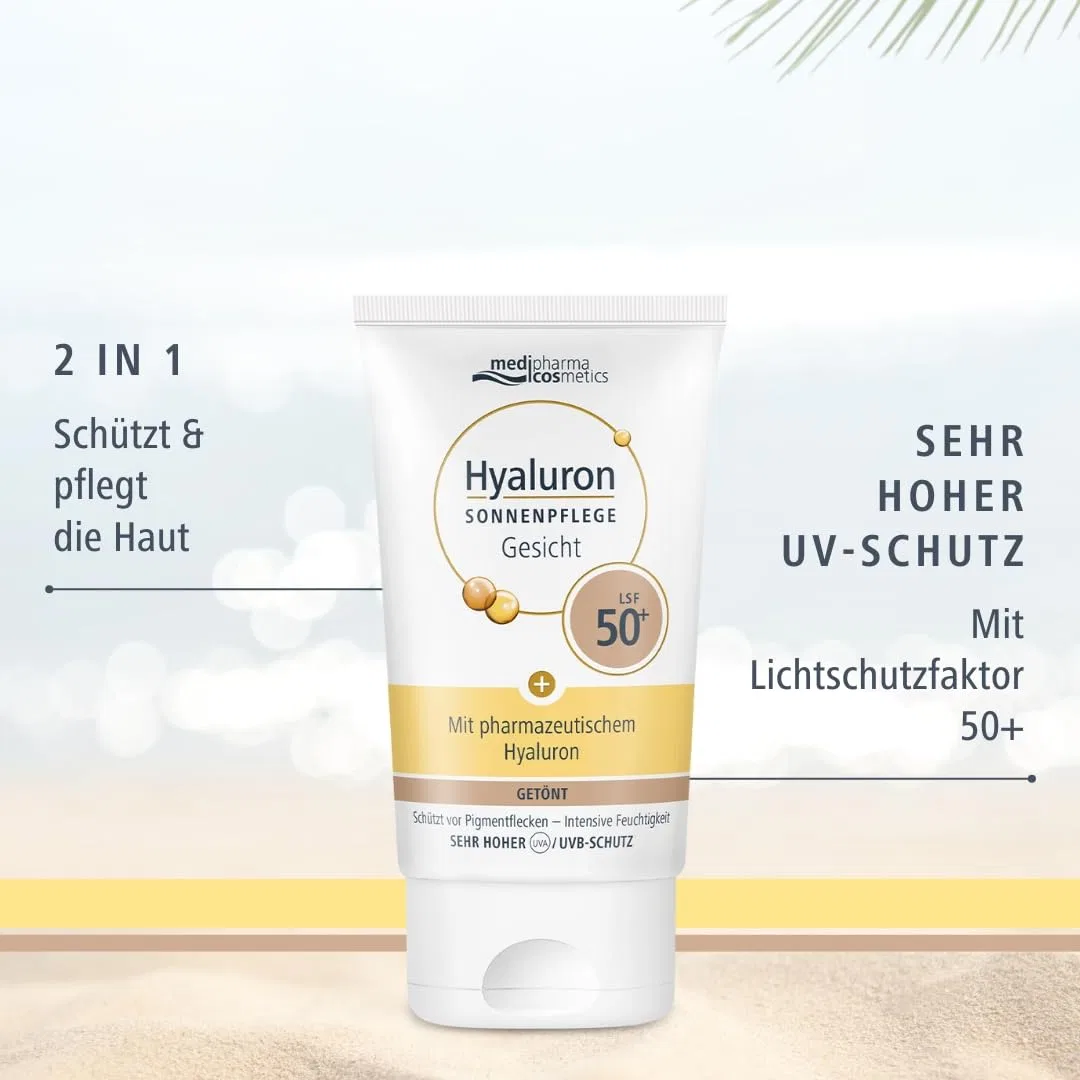 Тонирующий солнцезащитный крем Medipharma Cosmetics Hyaluronic Sun Care SPF 50+ 50 мл ‎Medipharma Cosmetics — фото 4