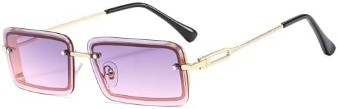 

Винтажные модные солнцезащитные очки без оправы, прямоугольные, с градиентным переходом цвета, защита от УФ-излучения UV400, летние, для путешествий, для женщин MTZJH, C5