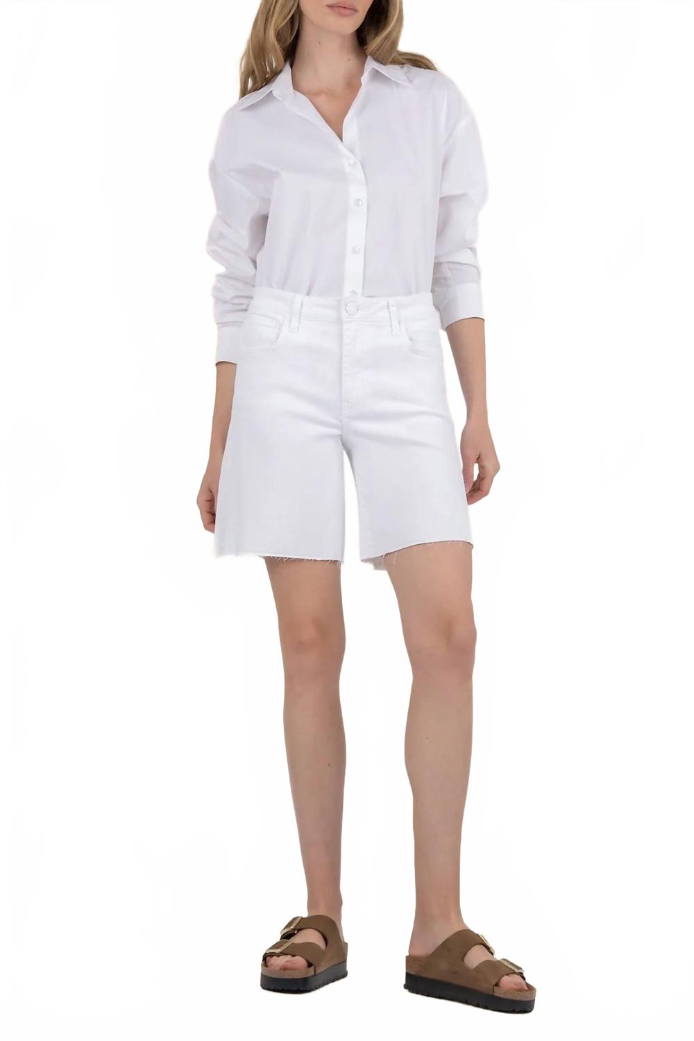 

Женские шорты-бермуды Hailey с высокой посадкой, белые KUT FROM THE KLOTH, белый