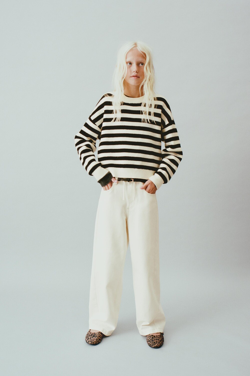 

Вязаный свитер в полоску ZARA, цвет striped