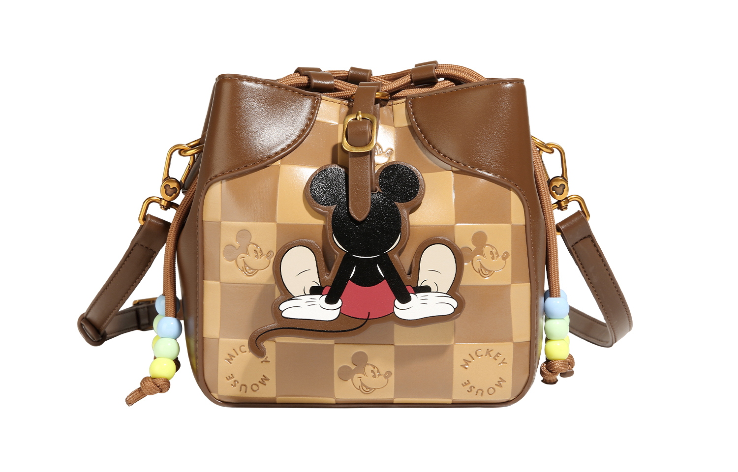 

Disney Микки серия ПУ ведро сумка через плече сумка трубы женская кофе, Coffee