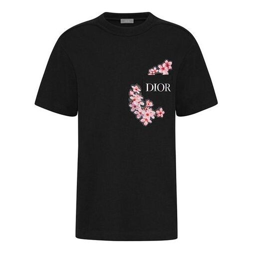 

Футболка x (hajime sorayama) limited crossover sakura logo printing pocket short sleeve black Dior, черный