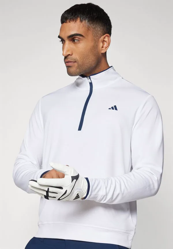 Легкий флисовый джемпер с молнией до середины груди Adidas Golf, White — фото 4