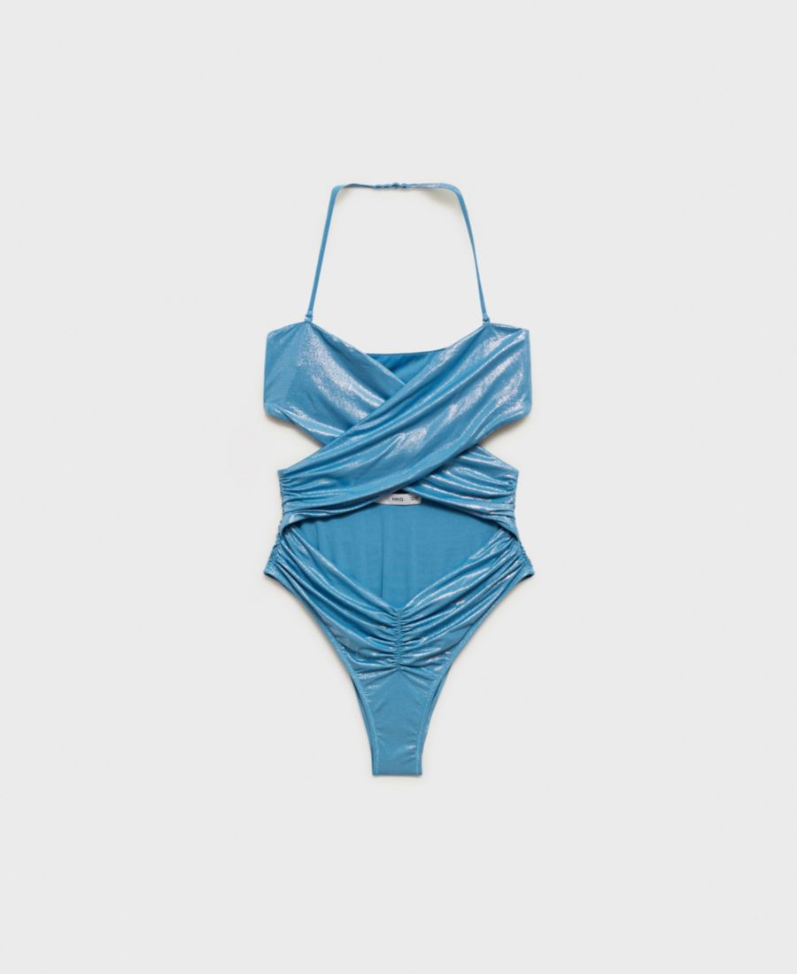 

Женский купальник с блестящей отделкой и вырезами MANGO, Blue