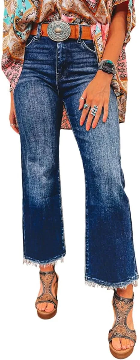 

Женские джинсы Apvirdy с эффектом минеральной стирки, высокие, расклешенные, с рваным краем