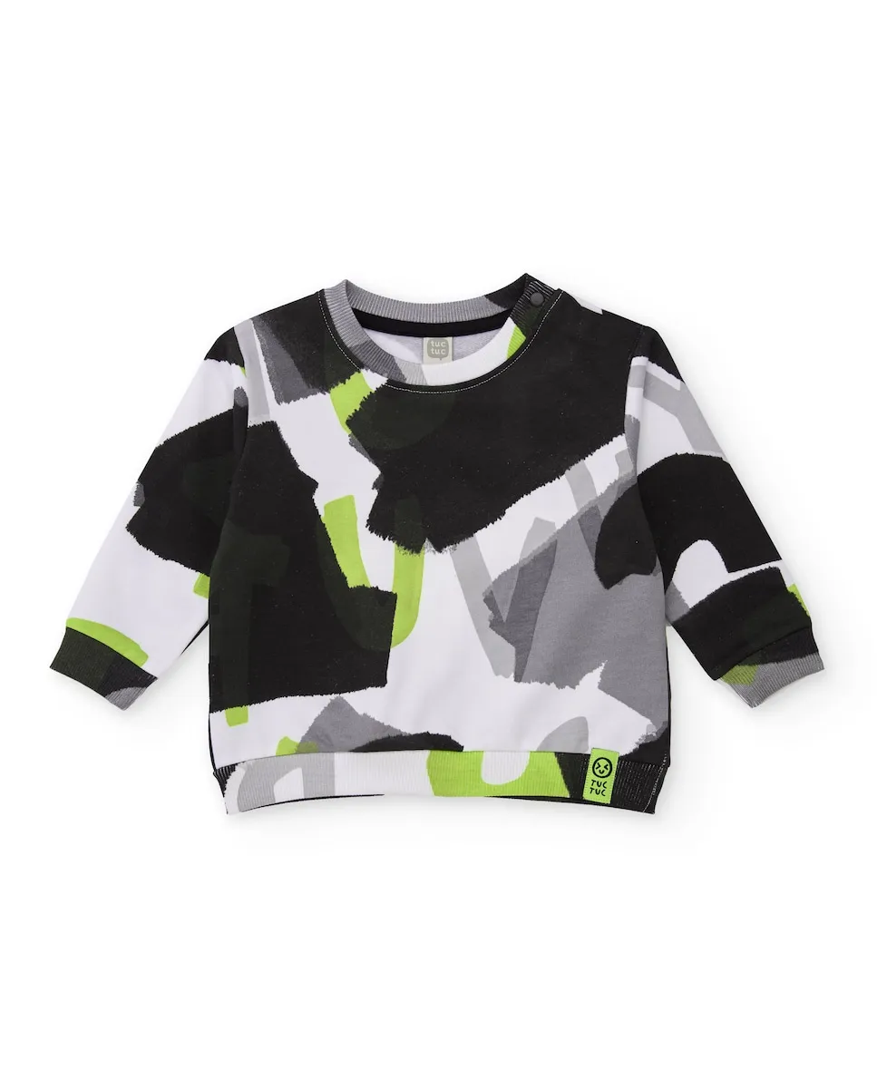 

Белая детская толстовка с многокрасочным абстрактным принтом Tuc tuc, серый