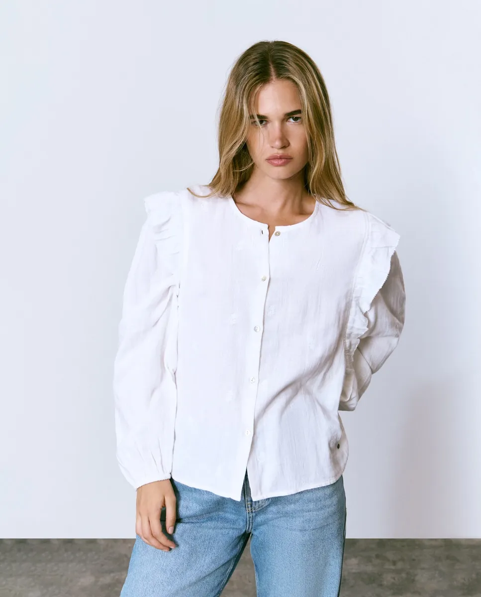 

Женская блузка с вышивкой и оборками Brownie, белый